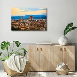 «Италия. Флоренция. Вечерняя панорама» в интерьере современной комнаты над комодом
