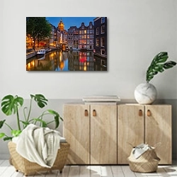 «Амстердам ночью» в интерьере современной комнаты над комодом