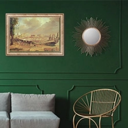 «Proclamation of the Second French Republic, Place de la Concorde, February 24, 1848» в интерьере классической гостиной с зеленой стеной над диваном