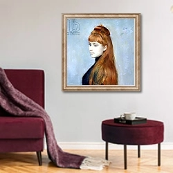 «Portrait of Mademoiselle Alice Guerin 2» в интерьере гостиной в бордовых тонах