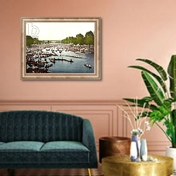 «The Regatta Course I, Henley-on-Thames» в интерьере классической гостиной над диваном