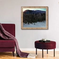 «Mount Monadnock» в интерьере гостиной в бордовых тонах
