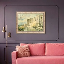 «Newark-upon-Trent, c.1796» в интерьере гостиной с розовым диваном