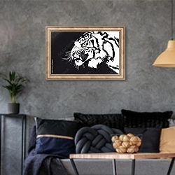 «Тигр 9» в интерьере гостиной в стиле лофт в серых тонах