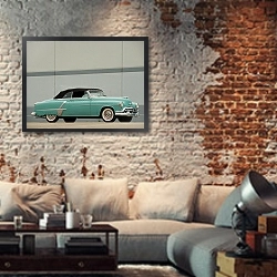 «Oldsmobile Super 88 Convertible '1952» в интерьере гостиной в стиле лофт с кирпичной стеной