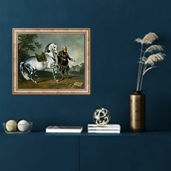 «The Dappled Horse 'Scarramuie' en Piaffe» в интерьере в классическом стиле в синих тонах