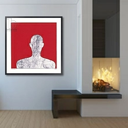 «Pilgrim on red» в интерьере в стиле минимализм у камина