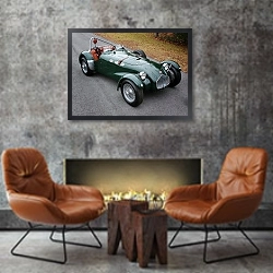 «Allard J2 Roadster '1949–54» в интерьере в стиле лофт с бетонной стеной над камином