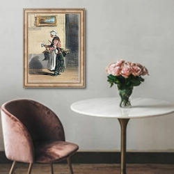 «The Cleaning Lady, from 'Les Femmes de Paris', 1841-42» в интерьере в классическом стиле над креслом