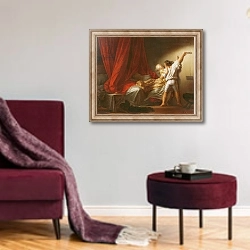«The Bolt, c.1778» в интерьере гостиной в бордовых тонах