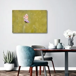 «Луговая бабочка на сиреневом цветке в поле» в интерьере современной кухни над обеденным столом