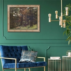 «В лесу 2» в интерьере в классическом стиле с зеленой стеной