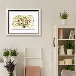 «Reineckea carnea, fol. varieg» в интерьере комнаты в стиле прованс с цветами лаванды