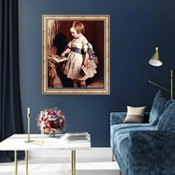 «Child with a drawing» в интерьере в классическом стиле в синих тонах