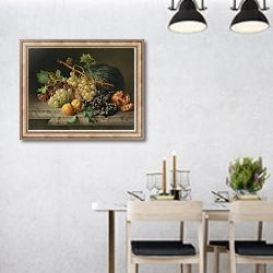 «Stillleben mit Granatapfel Weintrauben und Melone» в интерьере современной столовой над обеденным столом