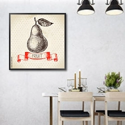 «Иллюстрация с грушей» в интерьере современной столовой над обеденным столом