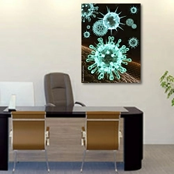 «Вирус ЗД» в интерьере офиса над столом начальника