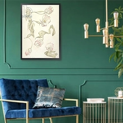 «Tulips» в интерьере в классическом стиле с зеленой стеной