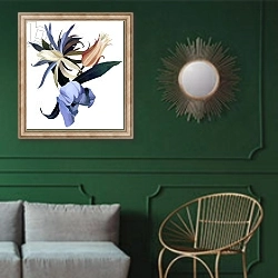 «growth» в интерьере классической гостиной с зеленой стеной над диваном