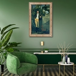 «John Charles, 3rd Earl Spencer» в интерьере гостиной в зеленых тонах