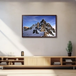 «Италия. Альпы. Гора Патерно» в интерьере современной гостиной с желтым креслом