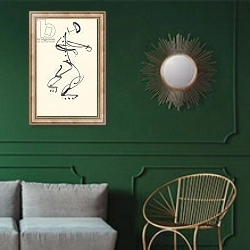«Study for 'Red Stone Dancer', 1914» в интерьере классической гостиной с зеленой стеной над диваном