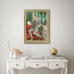 «Portrait of Feodor Chaliapin» в интерьере в классическом стиле над столом
