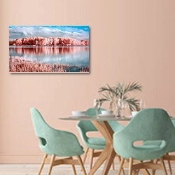 «Розовые берега» в интерьере современной столовой в пастельных тонах