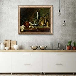 «Still life: Fast Day Menu, 1731» в интерьере современной кухни над раковиной
