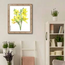 «Букет лилейника жёлтого» в интерьере комнаты в стиле прованс с цветами лаванды