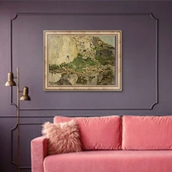 «Study of Rocks» в интерьере гостиной с розовым диваном