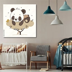 «Милая панда на дереве» в интерьере детской комнаты для мальчика