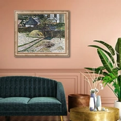 «Пейзаж близ Осни» в интерьере классической гостиной над диваном