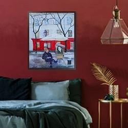 «Paris Artist, 2010» в интерьере спальни с акцентной стеной