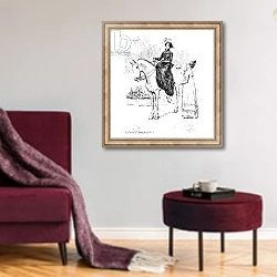«'Cheerful prognostics', illustration from 'Pride & Prejudice' by Jane Austen» в интерьере гостиной в бордовых тонах