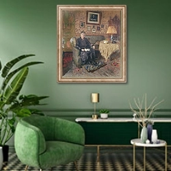 «Madame Adrien Benard 1928-29» в интерьере гостиной в зеленых тонах