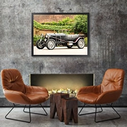 «Bentley 3 Litre Speed Tourer '1921–27» в интерьере в стиле лофт с бетонной стеной над камином
