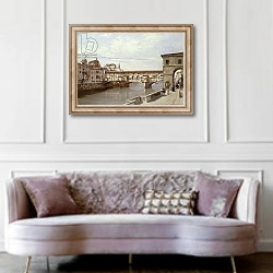 «The Pontevecchio, Florence» в интерьере гостиной в классическом стиле над диваном