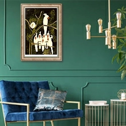 «In the Land of the Cockatoo» в интерьере в классическом стиле с зеленой стеной