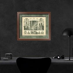 «Архитектура №6: Дом Инваливов, Париж, Франция 1» в интерьере кабинета в черных цветах над столом