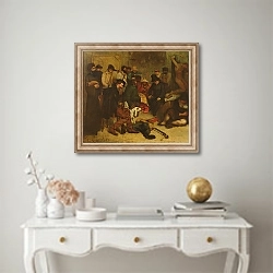 «The Studio of the Painter, a Real Allegory, 1855 2» в интерьере в классическом стиле над столом