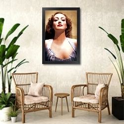 «Crawford, Joan 7» в интерьере комнаты в стиле ретро с плетеными креслами