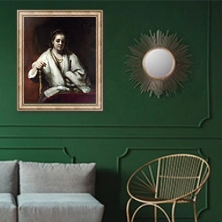 «Портрет Хендрика Стоффелса» в интерьере классической гостиной с зеленой стеной над диваном