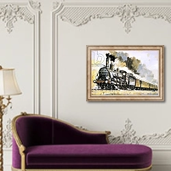 «The Orient Express, introduced in 1883» в интерьере в классическом стиле над банкеткой