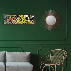 «The Secret Place» в интерьере классической гостиной с зеленой стеной над диваном