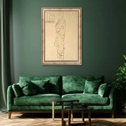 «Woman in a Kimono» в интерьере зеленой гостиной над диваном