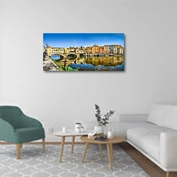 «Италия. Флоренция. Панорама с мостом Понте-Веккьо» в интерьере современной гостиной в светлых тонах