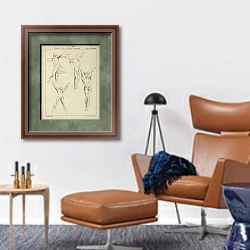 «Four studies of crucified figures» в интерьере кабинета с кожаным креслом