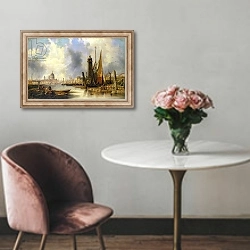 «View of London with St. Paul's» в интерьере в классическом стиле над креслом