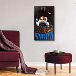«Menina and Eclipse» в интерьере гостиной в бордовых тонах